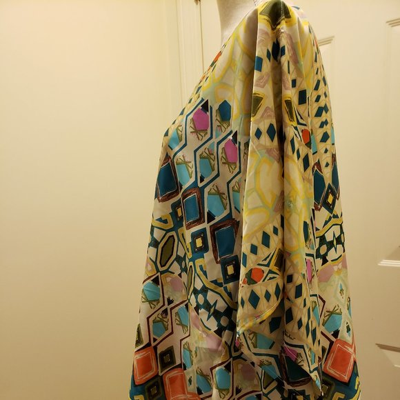 Chico's Abstract Print multi color Poncho - Picture 3 of 9
